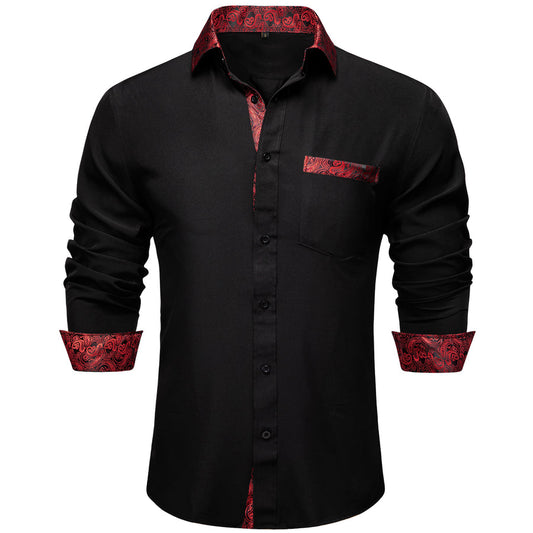 Red Paisley Edge Dress Shirt shirt S   - Sophisticated Gentlemen