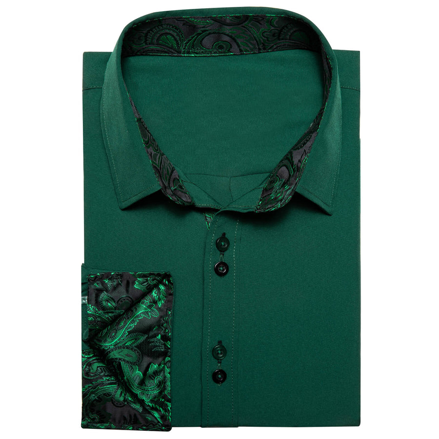 Sapphire Pine Green Solid Silk Dress Shirt shirt - Sophisticated Gentlemen
