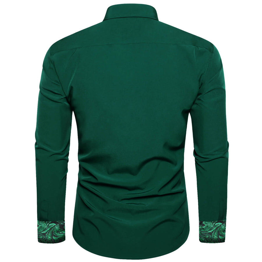 Sapphire Pine Green Solid Silk Dress Shirt shirt - Sophisticated Gentlemen