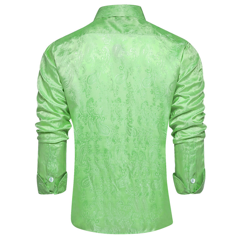 Fluorescent Green Paisley Style Silk Dress Shirt shirt - Sophisticated Gentlemen