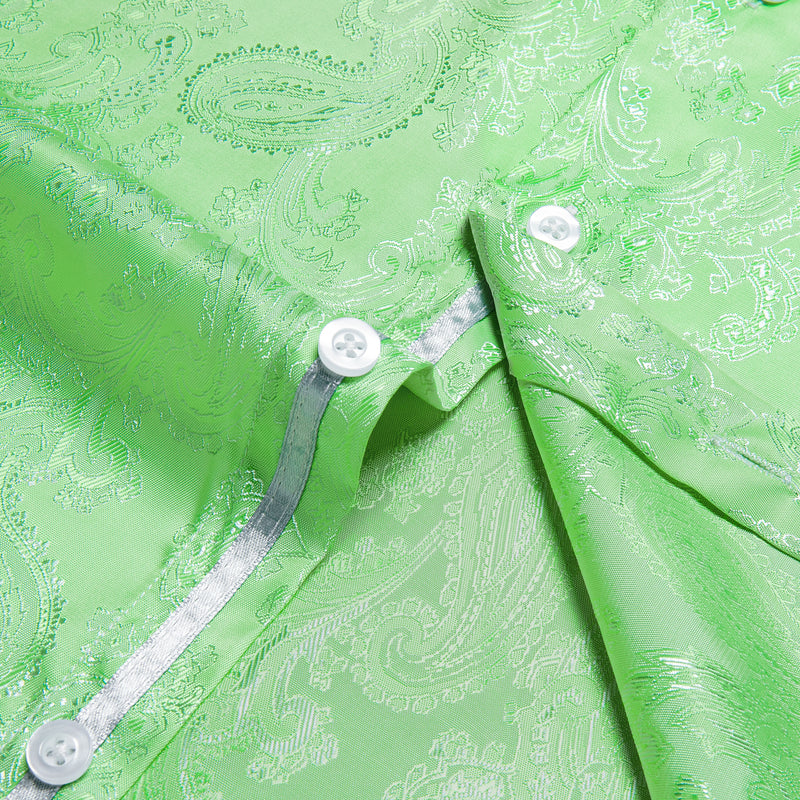 Fluorescent Green Paisley Style Silk Dress Shirt shirt - Sophisticated Gentlemen
