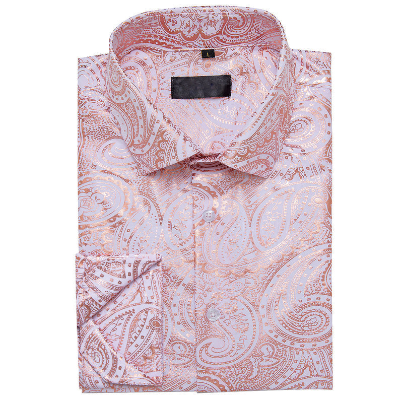 Pink Orange White Paisley Flower Dress Shirt shirt - Sophisticated Gentlemen