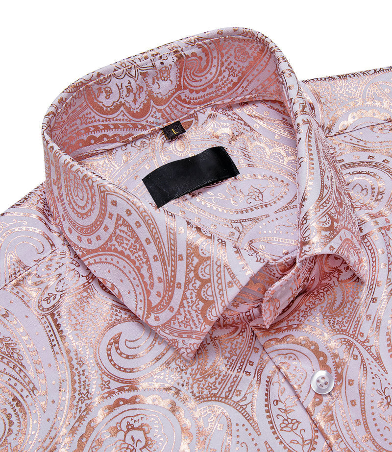 Pink Orange White Paisley Flower Dress Shirt shirt - Sophisticated Gentlemen