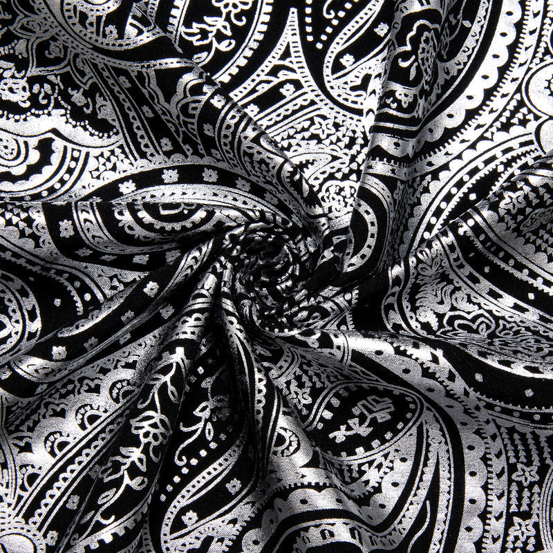 Silver Black Paisley Flower Dress Shirt shirt - Sophisticated Gentlemen