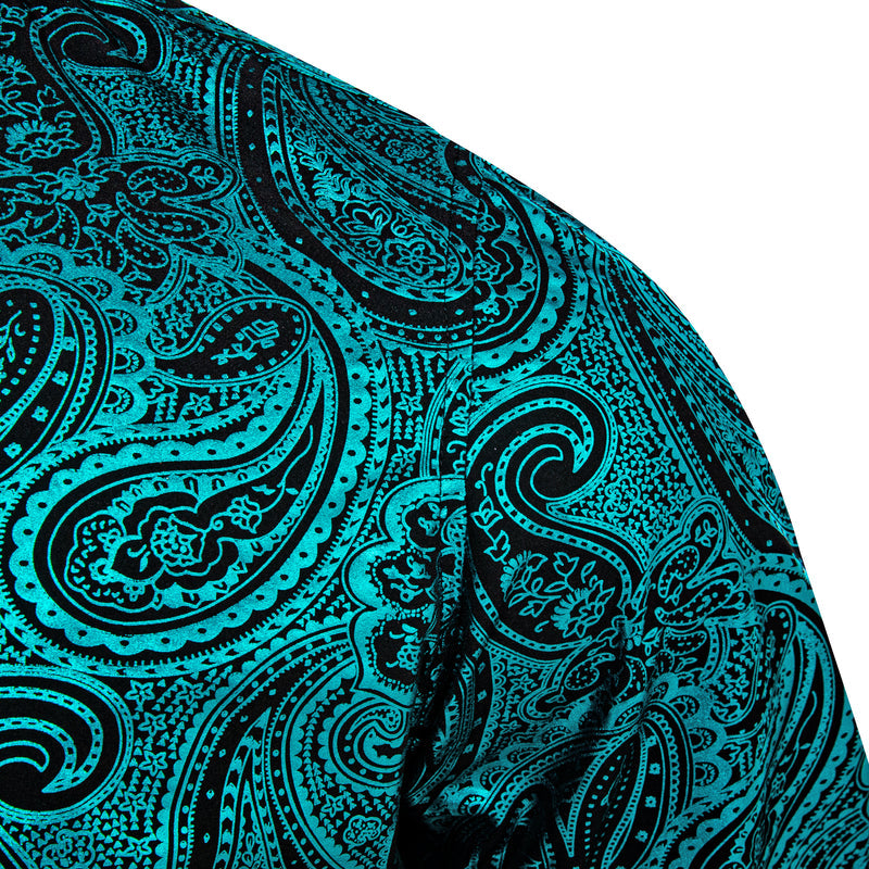 Teal Black Paisley Dress Shirt shirt - Sophisticated Gentlemen