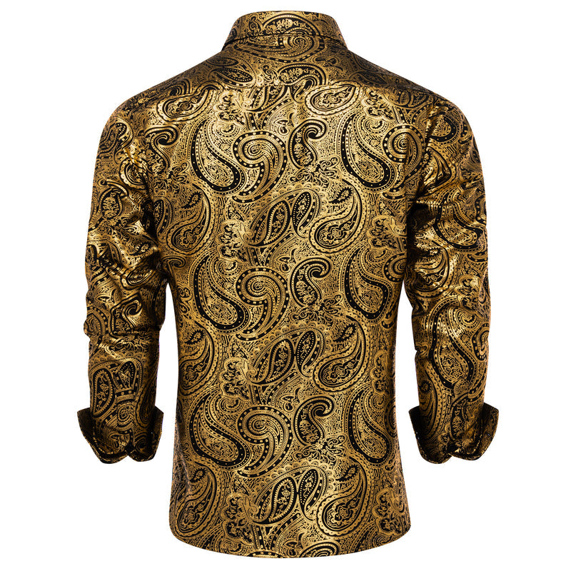 Golden Black Paisley Dress Shirt shirt - Sophisticated Gentlemen
