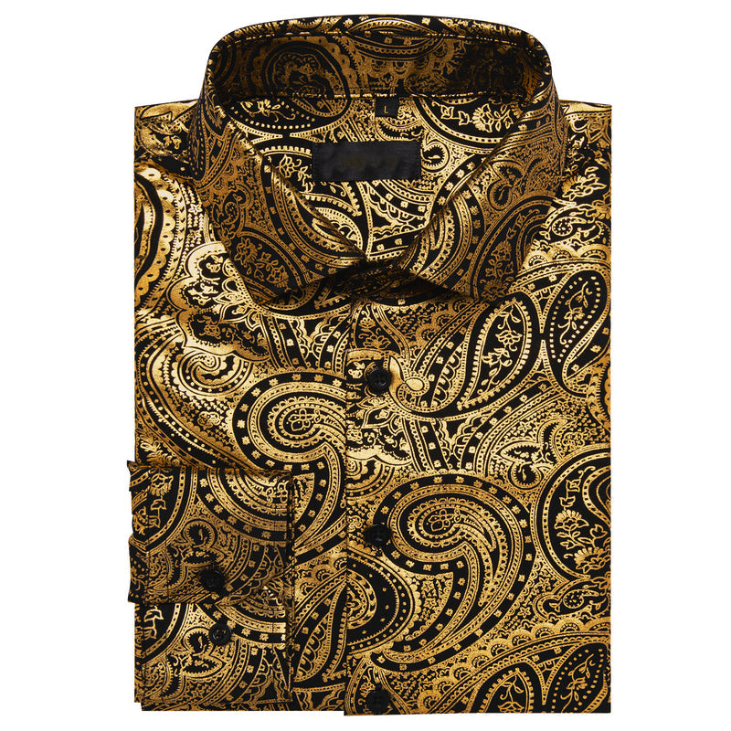Golden Black Paisley Dress Shirt shirt - Sophisticated Gentlemen