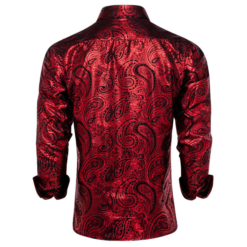 Red Black Paisley Dress Shirt shirt - Sophisticated Gentlemen