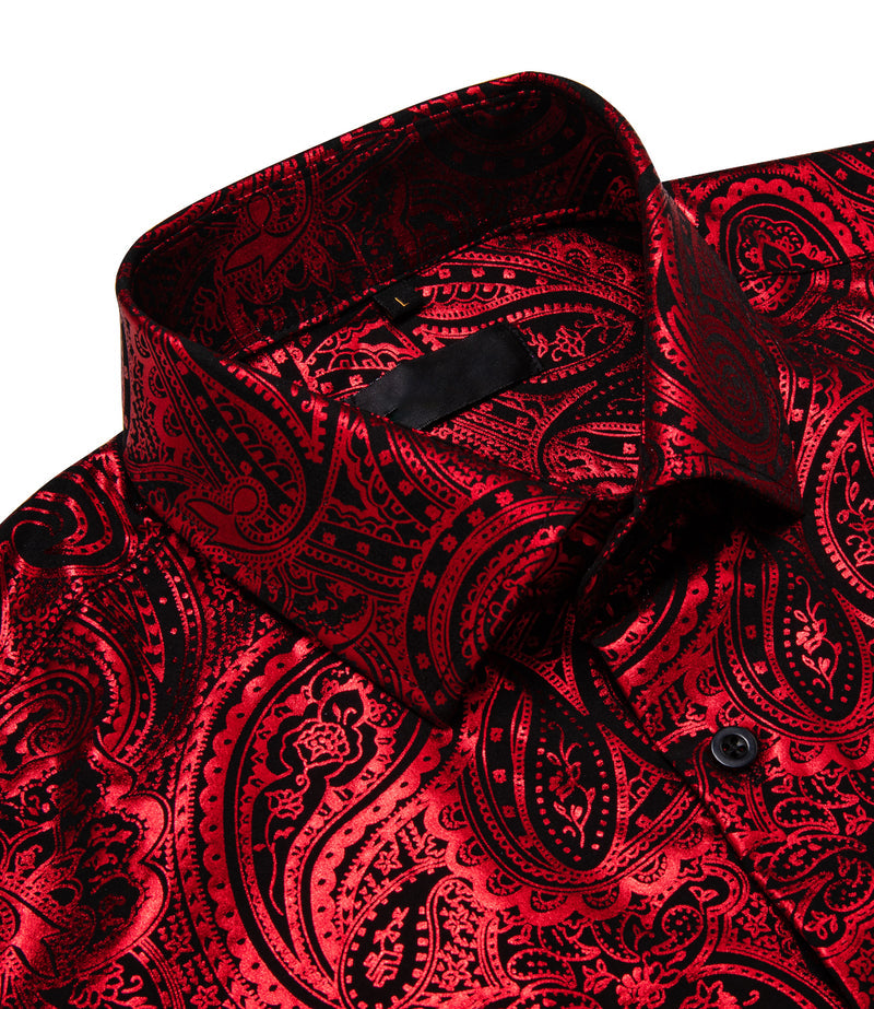 Red Black Paisley Dress Shirt shirt - Sophisticated Gentlemen