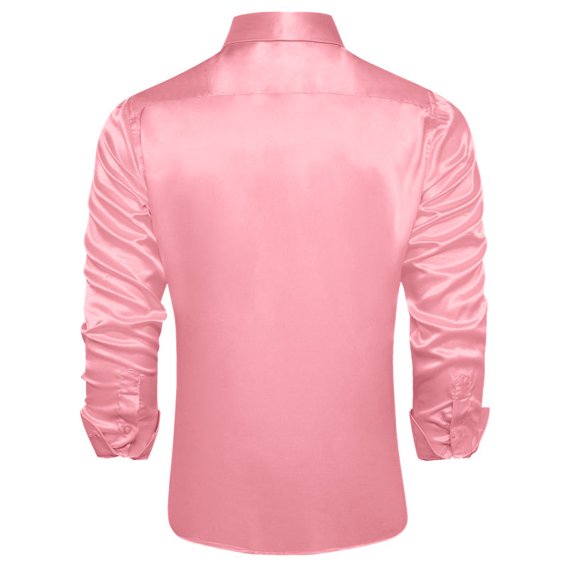 Pink Solid Satin Silk Dress Shirt shirt - Sophisticated Gentlemen