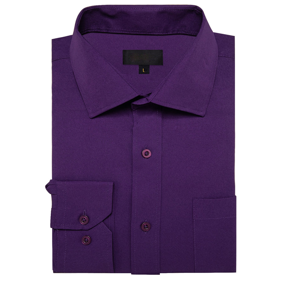 Dark Purple Solid Silk Dress Shirt shirt - Sophisticated Gentlemen