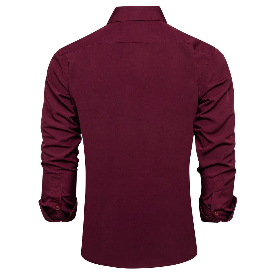 Burgundy Solid Silk Dress Shirt shirt - Sophisticated Gentlemen
