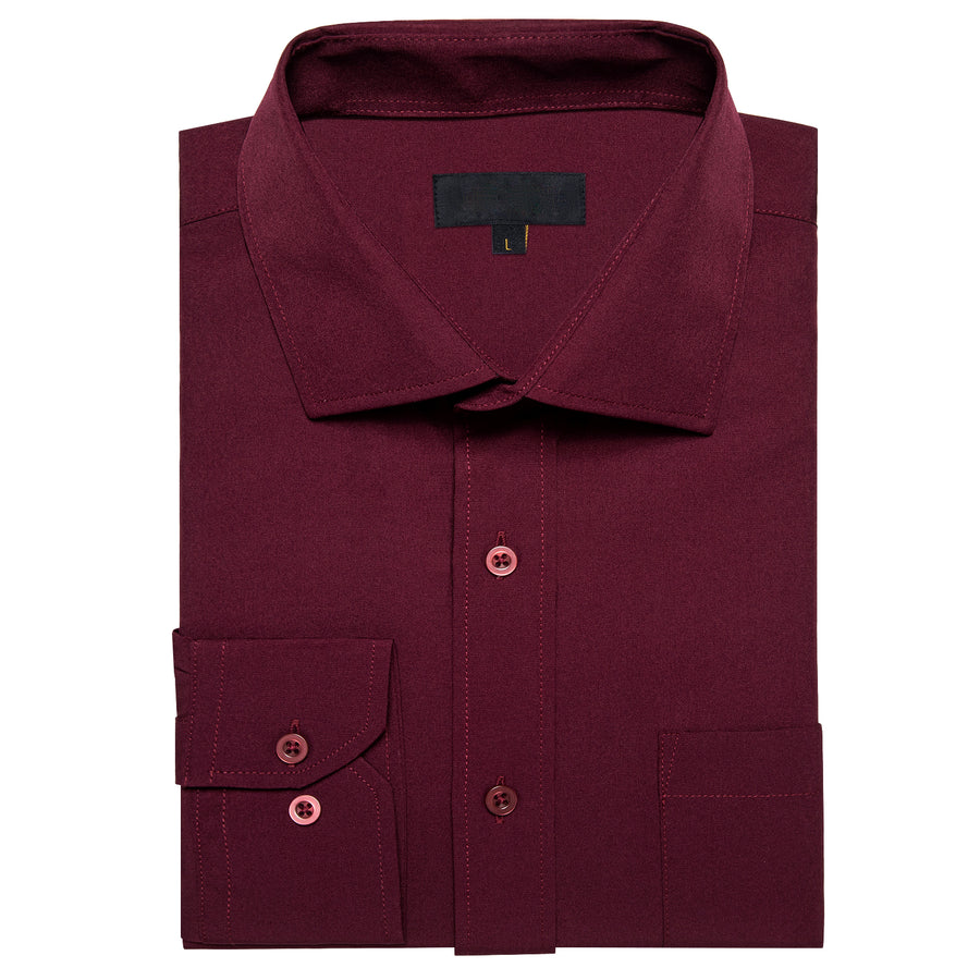 Burgundy Solid Silk Dress Shirt shirt - Sophisticated Gentlemen