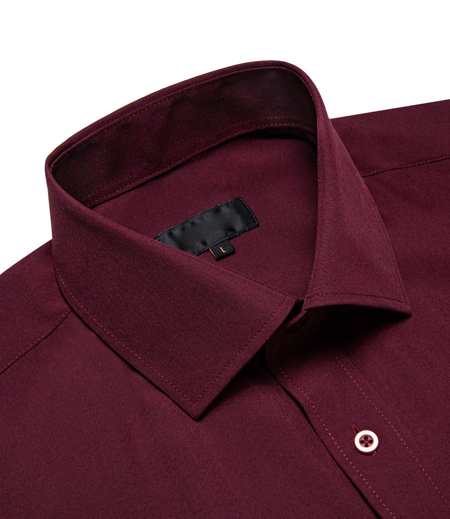 Burgundy Solid Silk Dress Shirt shirt - Sophisticated Gentlemen