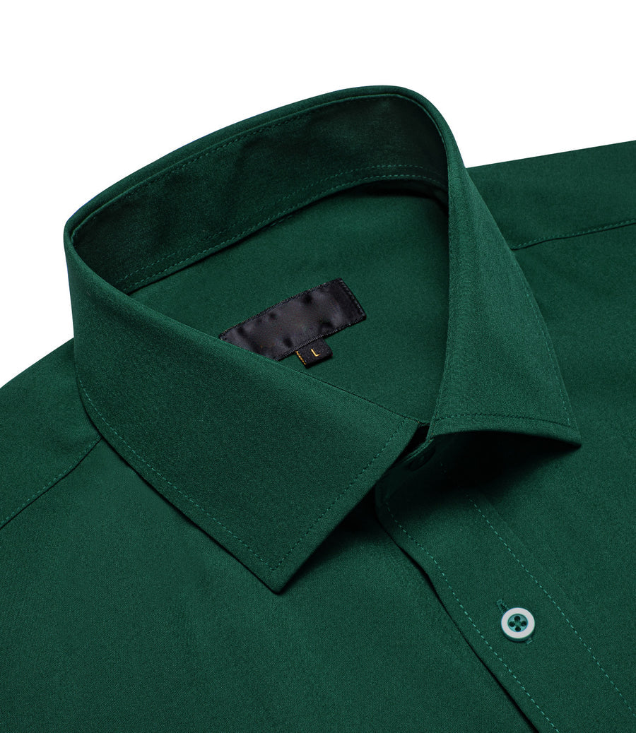 Emerald Green Solid Silk Dress Shirt shirt - Sophisticated Gentlemen