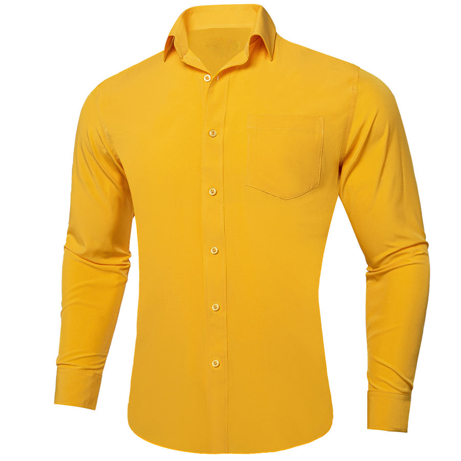 Yellow Solid Silk Dress Shirt shirt - Sophisticated Gentlemen