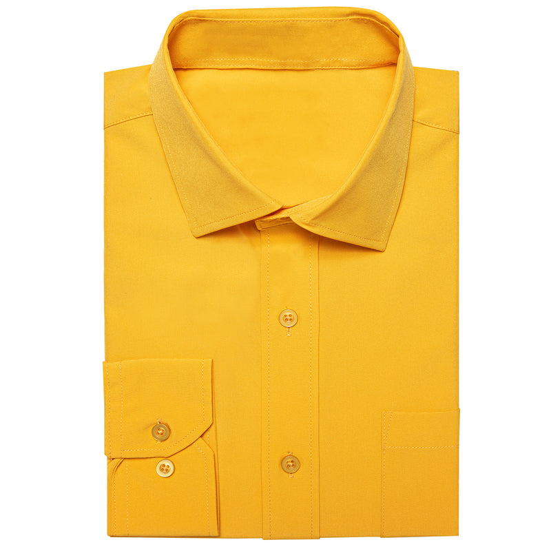 Yellow Solid Silk Dress Shirt shirt - Sophisticated Gentlemen