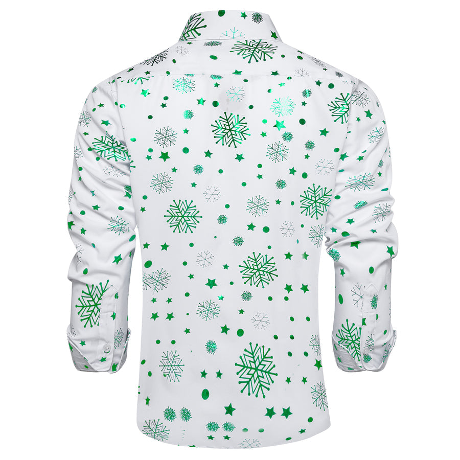 White Green Snowflakes Christmas Dress Shirt shirt - Sophisticated Gentlemen