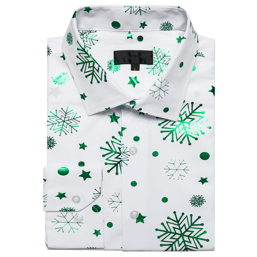 White Green Snowflakes Christmas Dress Shirt shirt - Sophisticated Gentlemen