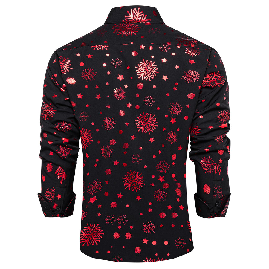 Black Red Snowflakes Christmas Dress Shirt shirt - Sophisticated Gentlemen