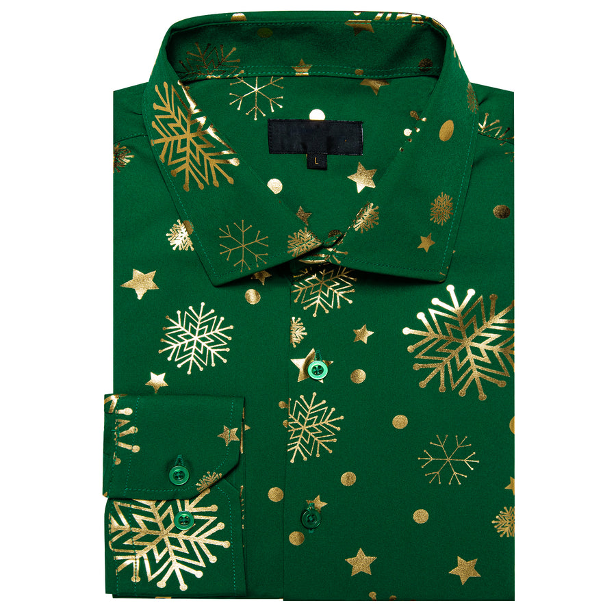 Green Gold Snowflakes Christmas Dress Shirt shirt - Sophisticated Gentlemen