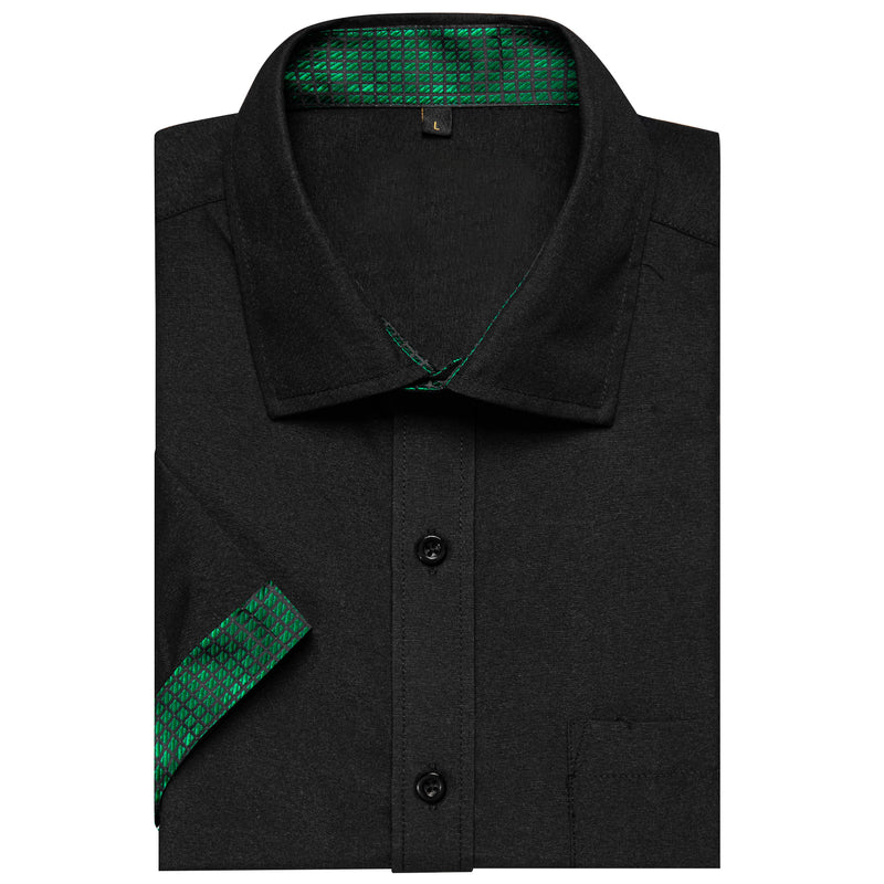 Black With Green Plaid Silk Men's Dress Shirt shirt - Sophisticated Gentlemen