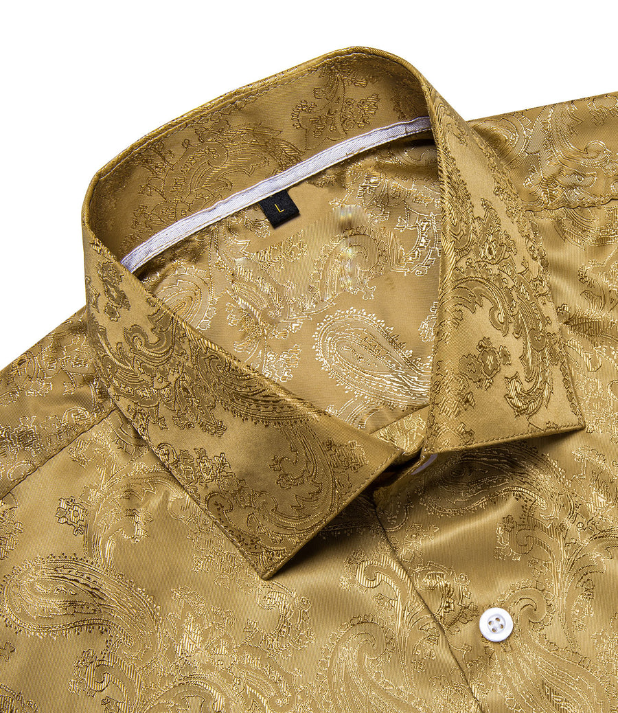 Golden Paisley Silk Dress Shirt shirt - Sophisticated Gentlemen