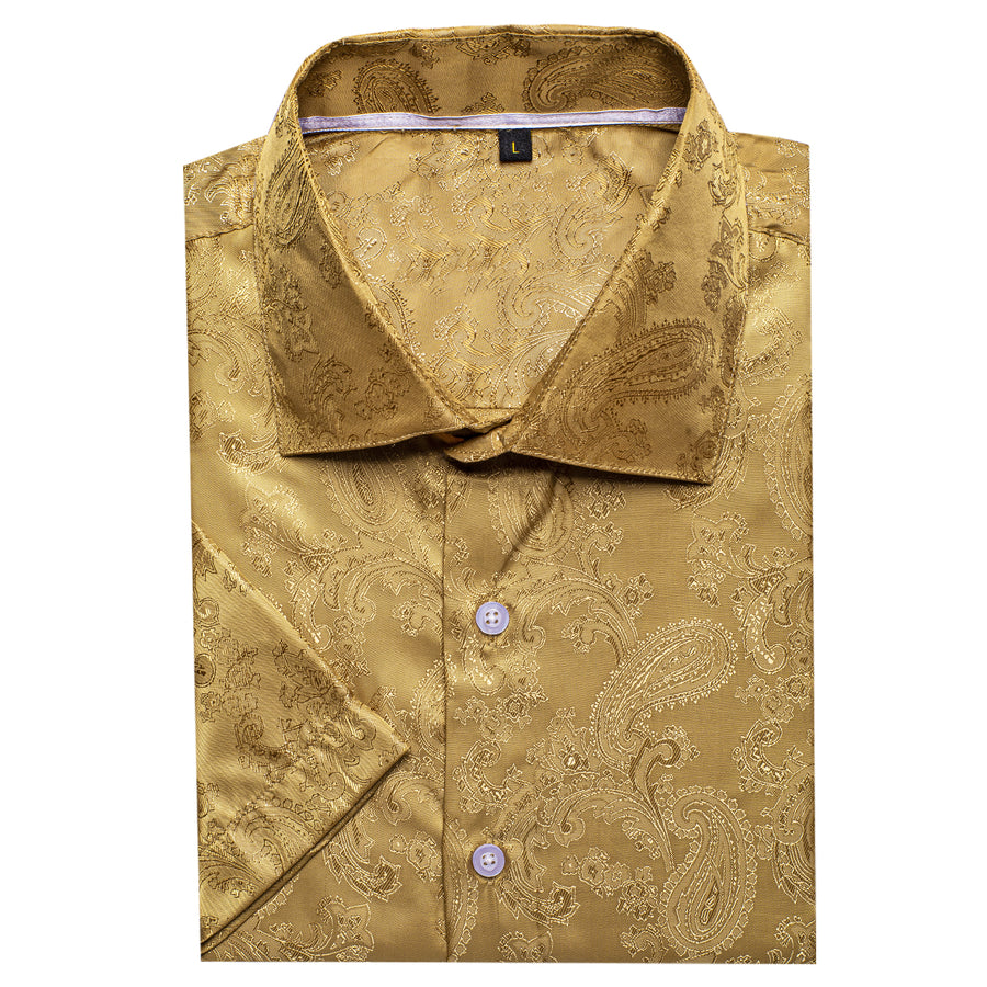 Golden Paisley Silk Dress Shirt shirt - Sophisticated Gentlemen