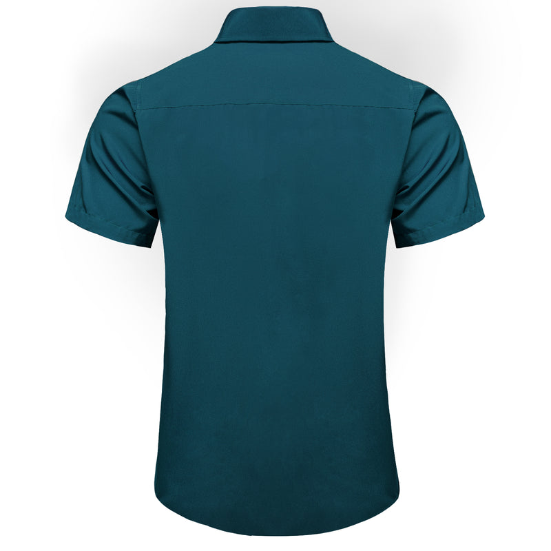 Dark Green Cotton Solid Silk Dress Shirt shirt - Sophisticated Gentlemen
