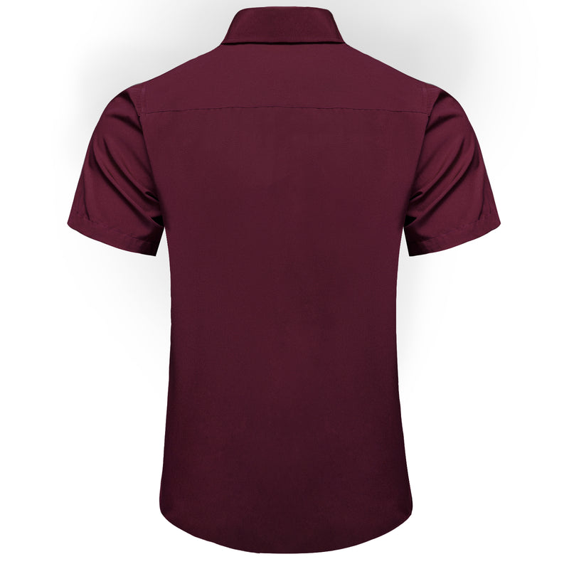 Burgundy Cotton Solid Silk Dress Shirt shirt - Sophisticated Gentlemen