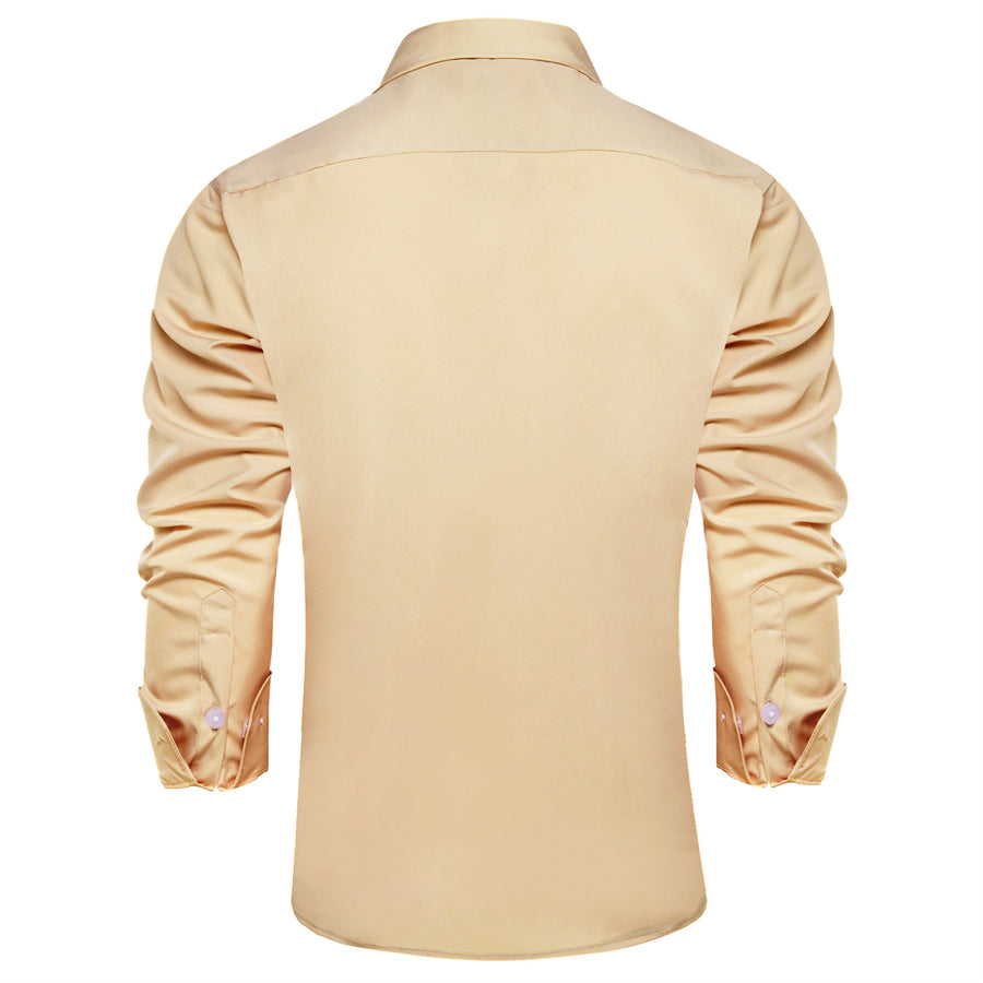 Wheat Solid Men's Silk Dress Shirt shirt - Sophisticated Gentlemen
