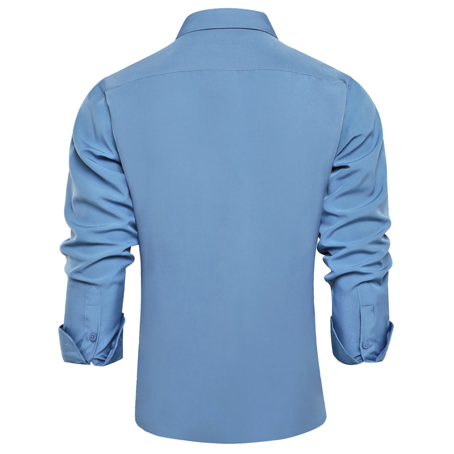 Steel Blue Men's Silk Dress Shirt shirt - Sophisticated Gentlemen