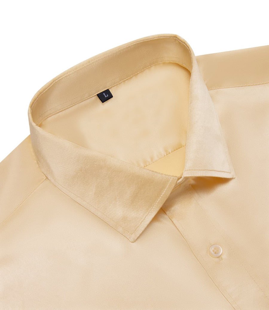 Wheat Solid Satin Men's Silk Dress Shirt shirt - Sophisticated Gentlemen