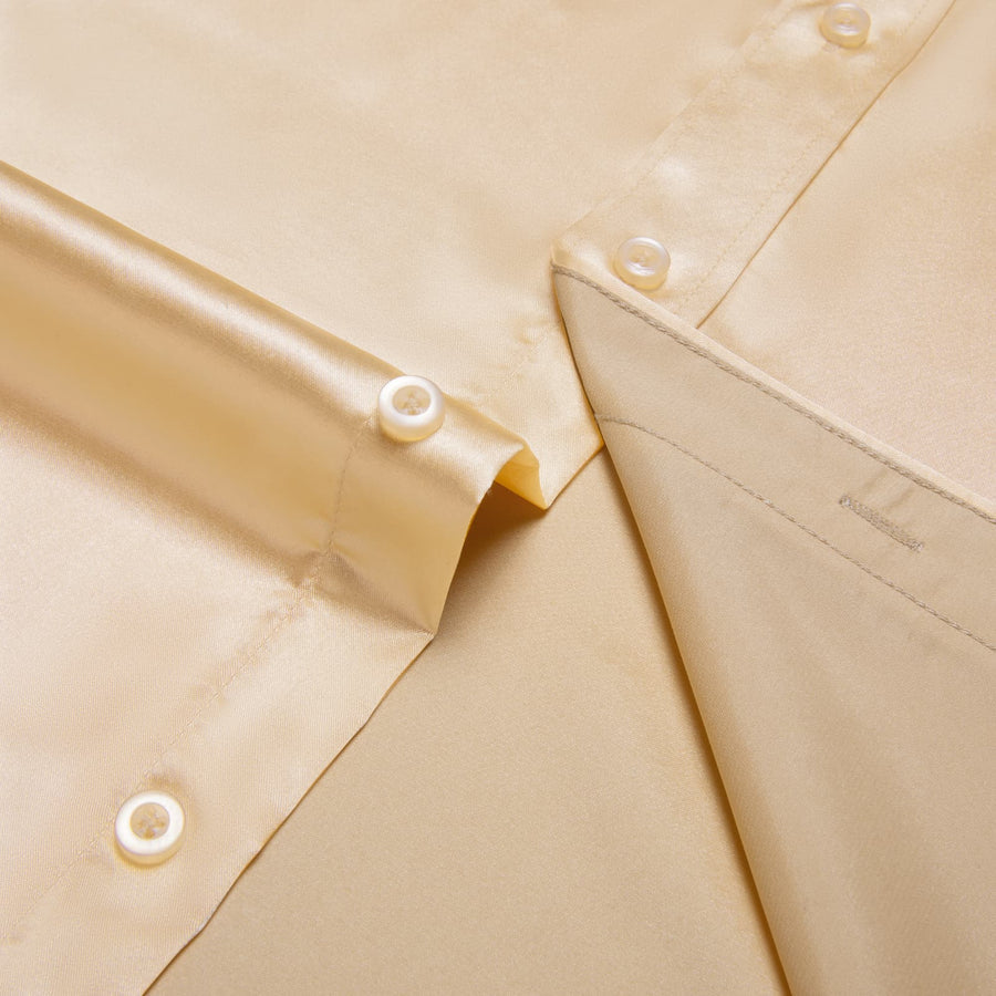 Wheat Solid Satin Men's Silk Dress Shirt shirt - Sophisticated Gentlemen