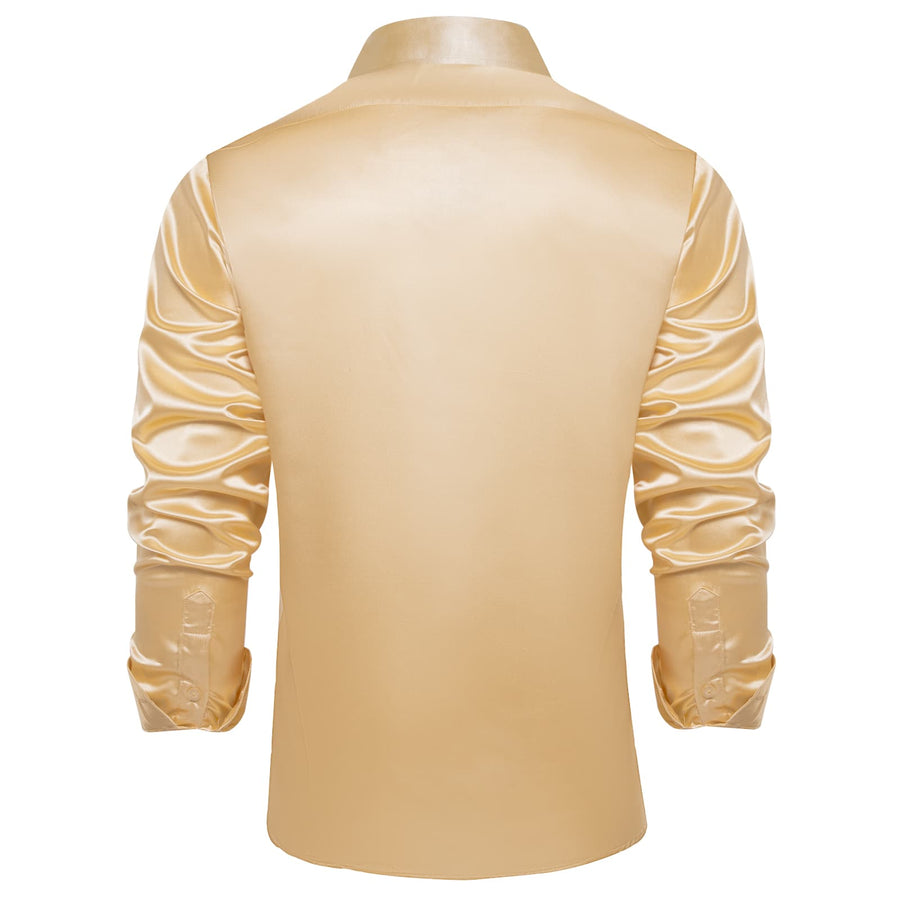 Wheat Solid Satin Men's Silk Dress Shirt shirt - Sophisticated Gentlemen