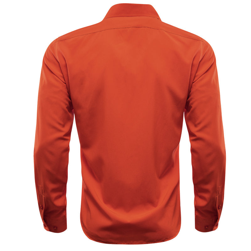 Orange Red Solid Silk Dress Shirt shirt - Sophisticated Gentlemen