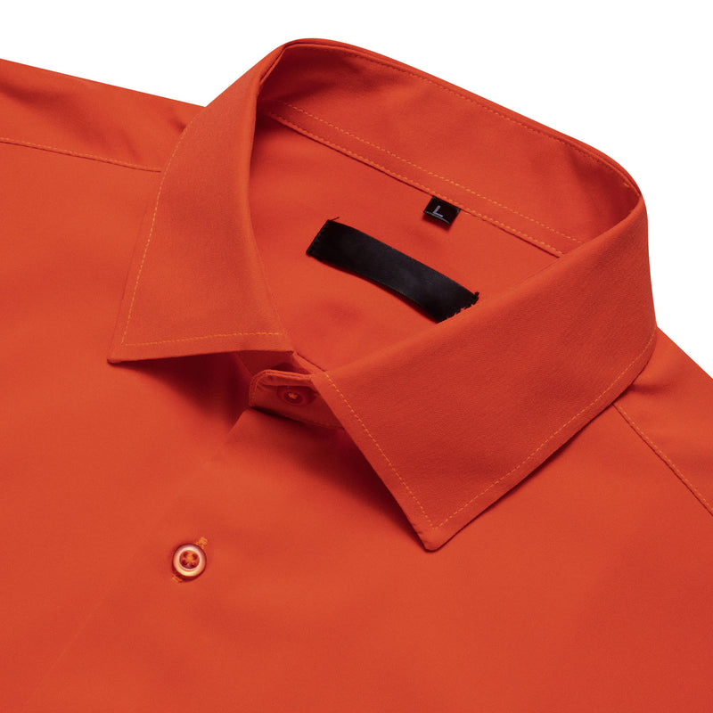 Orange Red Solid Silk Dress Shirt shirt - Sophisticated Gentlemen