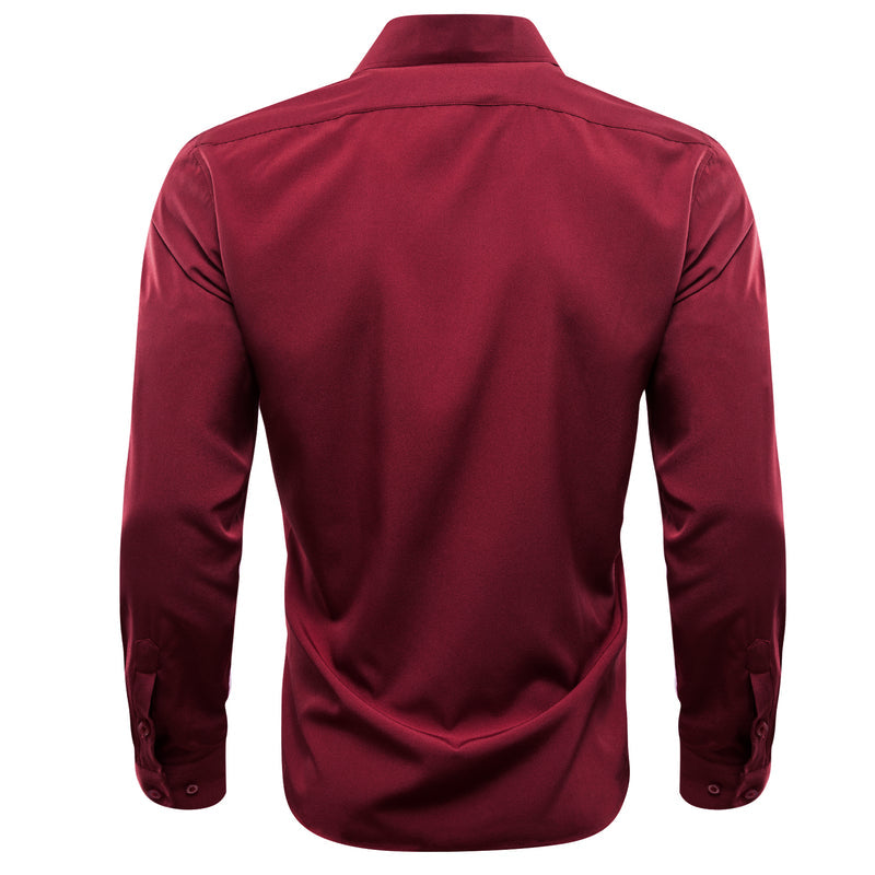 Burgundy Solid Silk Dress Shirt shirt - Sophisticated Gentlemen