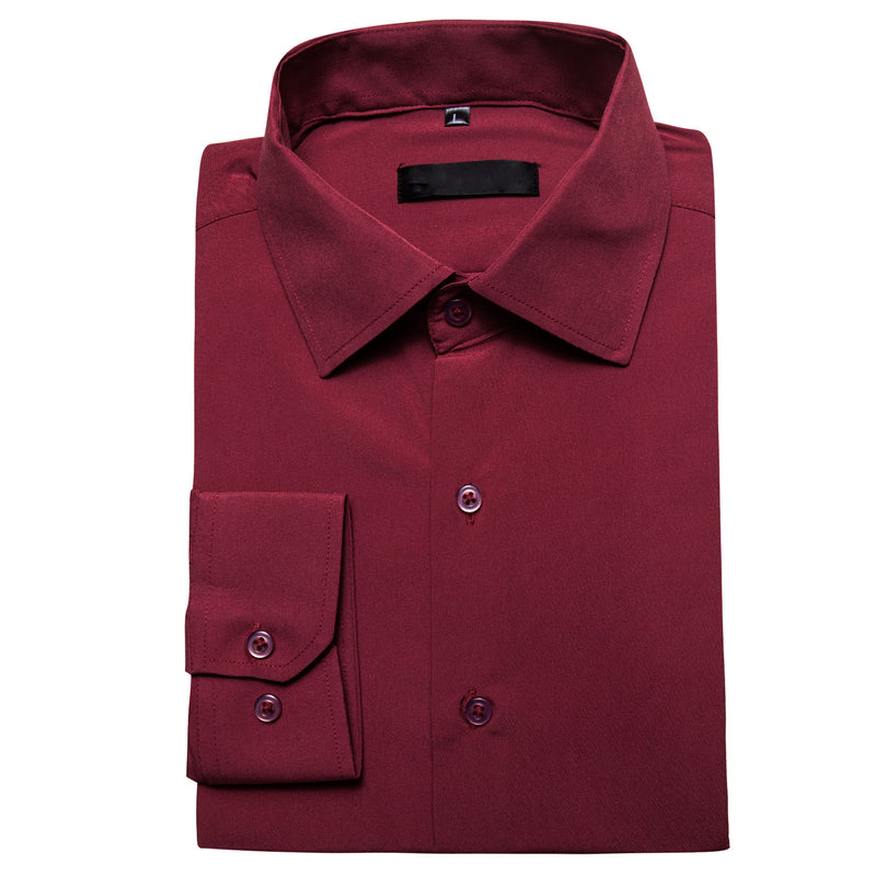 Burgundy Solid Silk Dress Shirt shirt - Sophisticated Gentlemen