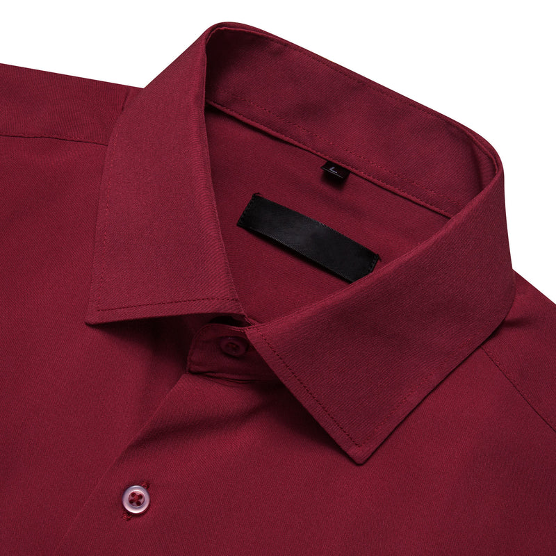 Burgundy Solid Silk Dress Shirt shirt - Sophisticated Gentlemen