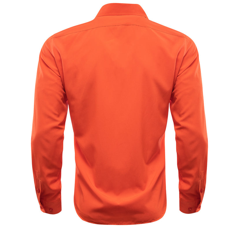 Orange Solid Silk Dress Shirt shirt - Sophisticated Gentlemen