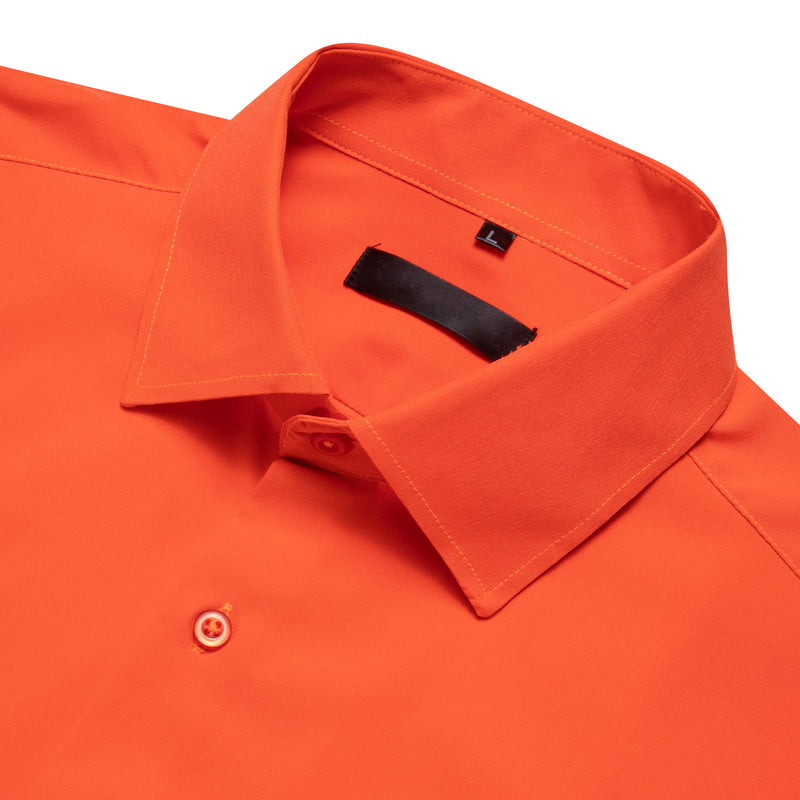 Orange Solid Silk Dress Shirt shirt - Sophisticated Gentlemen