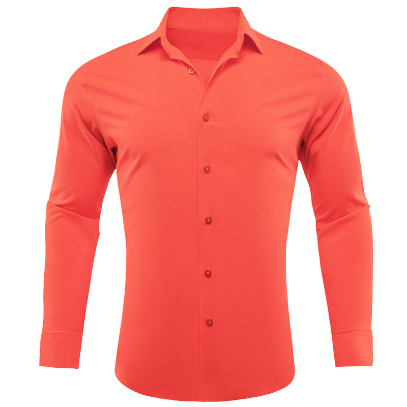 Light Orange Solid Silk Dress Shirt shirt S - Sophisticated Gentlemen