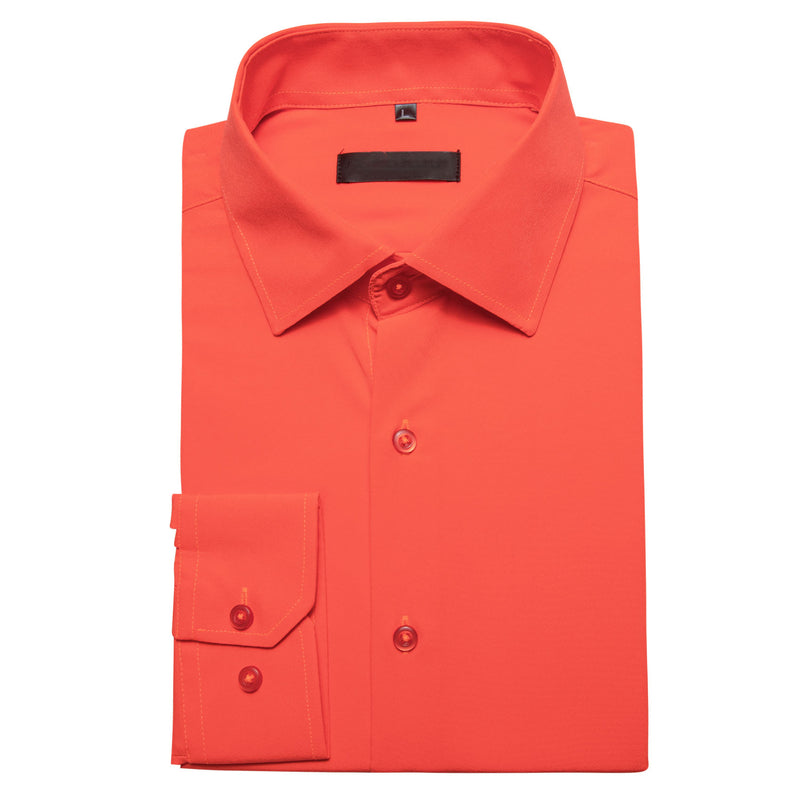 Light Orange Solid Silk Dress Shirt shirt - Sophisticated Gentlemen
