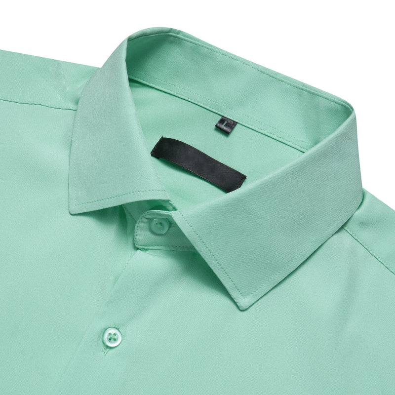 Mint Green Solid Silk Dress Shirt shirt - Sophisticated Gentlemen