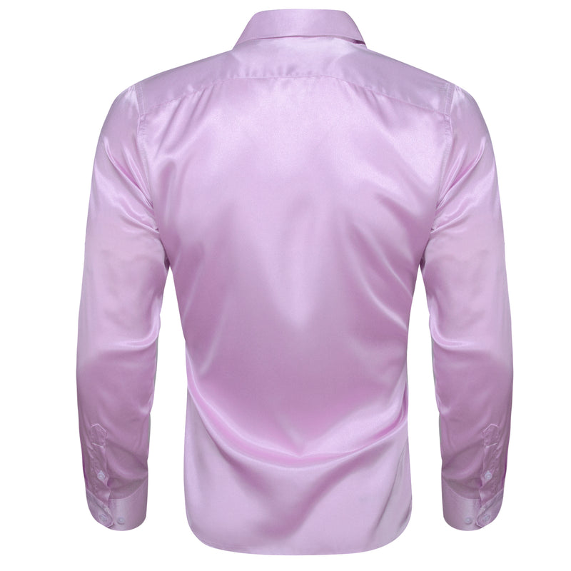 Mist Violet Purple Satin Solid Silk Dress Shirt shirt - Sophisticated Gentlemen