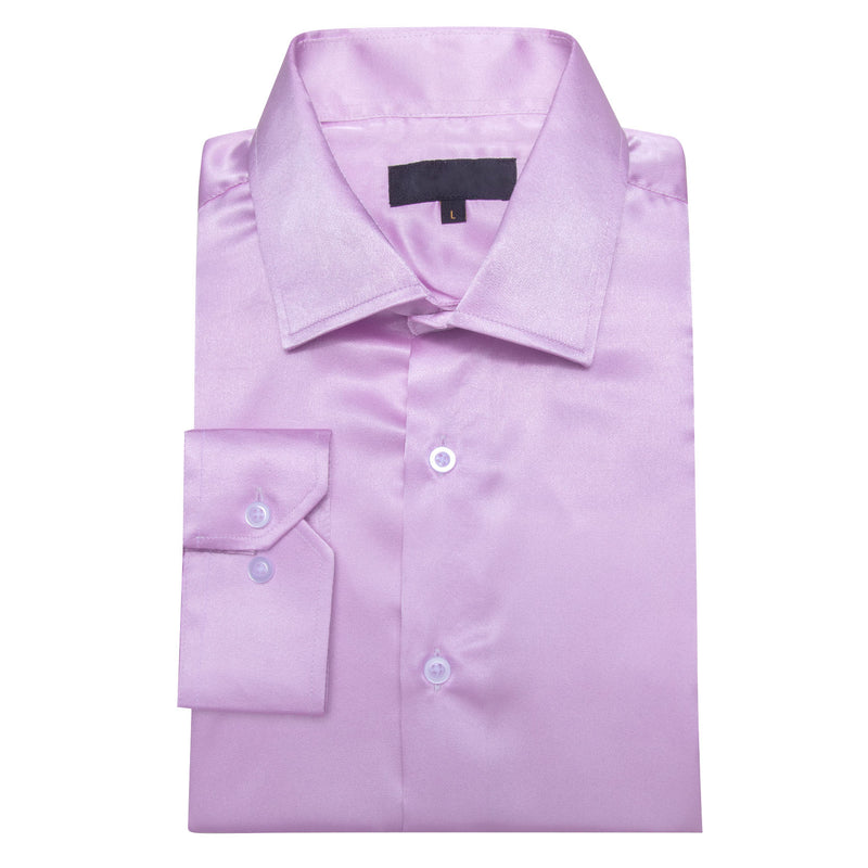 Mist Violet Purple Satin Solid Silk Dress Shirt shirt - Sophisticated Gentlemen