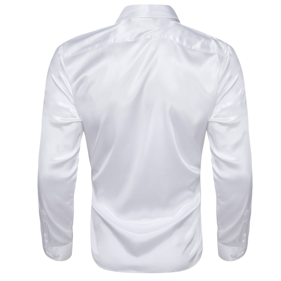 White Satin Solid Silk Dress Shirt shirt - Sophisticated Gentlemen