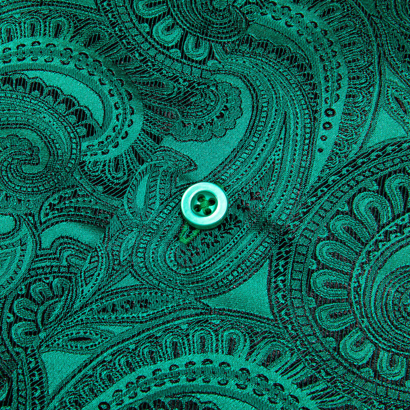Green Paisley Pattern Silk Dress Shirt shirt - Sophisticated Gentlemen
