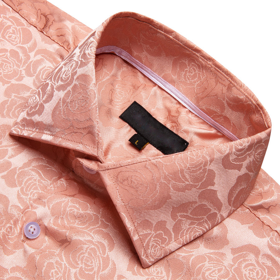 Pale Orange Floral Rose Silk Dress Shirt shirt - Sophisticated Gentlemen